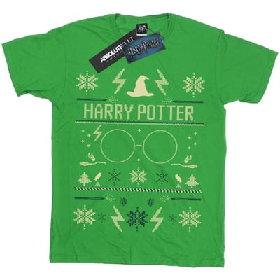 Harry Potter Jongens Kerstpatroon T-shirt (Iers Groen)
