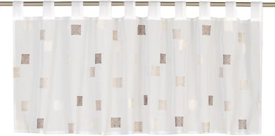 Elbersdrucke Bistro Gordijn Quadro 48x140 cm wit-bruin transparant