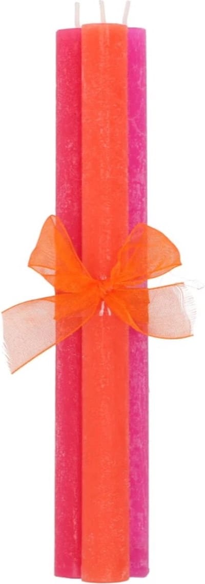 Frosty fuchsia mix taper candle 2x25cm - set van 3 kaarsen