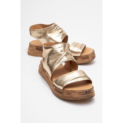 Lunas Leer Side-Zip Plat Hak Sandaal