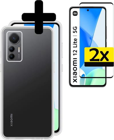 Hoesje - Met 2x Screenprotector - Geschikt voor Xiaomi 12 Lite - Sterk & Shockproof - Back Cover - Siliconen Case - Telefoon Hoes - Telefoonhoesjes - Transparant