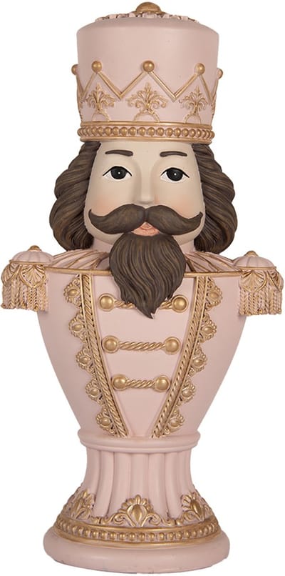 Clayre & Eef Kerstdecoratie Beeld Kerstman 16x10x30 cm Roze Kunststof