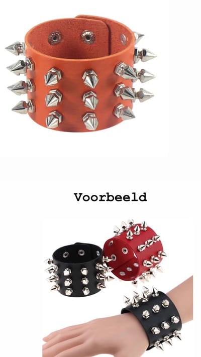 Akyol - Punk Armband - Gothic Spikes Armband -pentagram armband -pentagram -spiritueel armband - Bracelet met stuts - PU Leer - Unisex - Armband Oranje – armband met spikes – gothic – gothic look- stijl