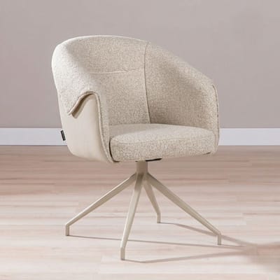 Bronx71® Eetkamerstoel Riley draaibaar bouclé taupe - stoel