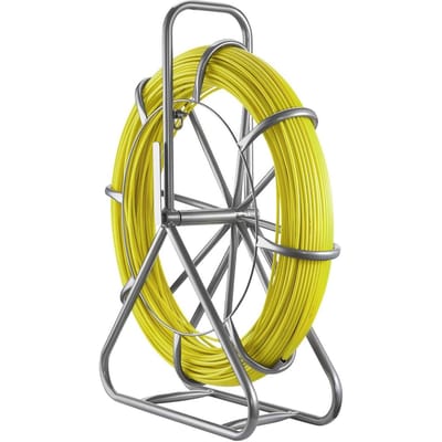Tige de tirage en fibre de verre, 152M 6.3MM, Pousse-câble pour conduits avec support, Tige de passage de câbles avec mécanisme de verrouillage, Outils de pêche, pour murs