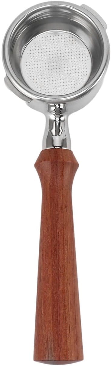 Dailygoods- Portafilter 58mm Professioneel Ontwerp - Bodemloze Portafilter - Houten Handvat - Dubbele Oren - Optimale Koffie-extractie - Veilig en Comfortabel Gebruik - Koffiefilter
