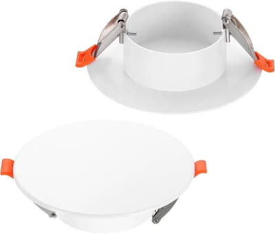 Set van 2 stuks - Plafondafdekplaat met veermechanisme - Decoratief wandpaneel voor inbouwverlichting - Afdekplaat voor downlight-gaten - Muurvuller - Met gesp - Geschikt voor ronde plafondopeningen van 126 tot 175 mm - 185*125*40 mm - Wit