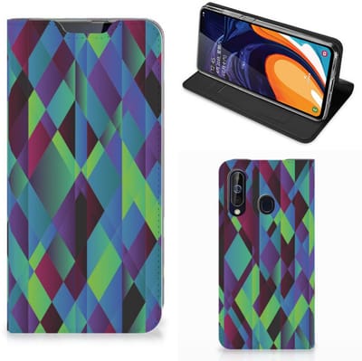 Standcase Hoesje voor Samsung Galaxy A60 Stand Case Abstract Green Blue