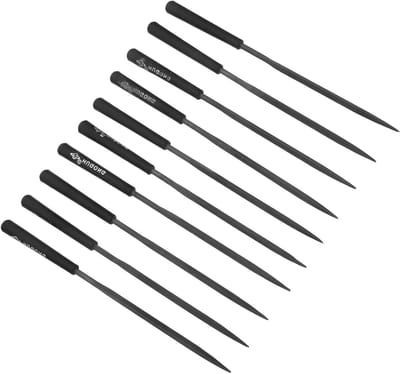 Metalen Vijlen Set - Naaldvijlen Driehoekig - Metaal Bewerken - Ergonomische Antislip Grip - 15.30X0.60X0.60CM - Diverse kleuren