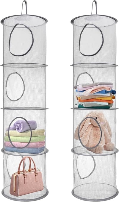 Hangend speelgoed opbergnet - 4 niveaus opvouwbare organizer voor teddyberen en kleding