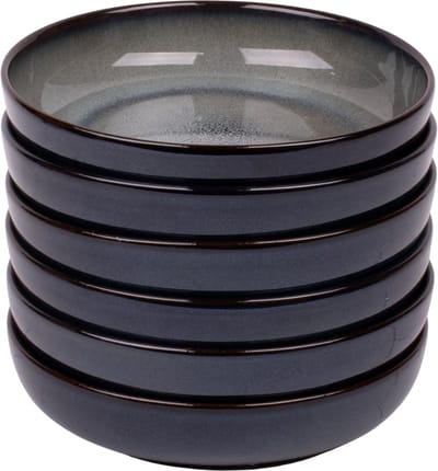 Set van 6 diepe borden - 18 cm - Porto - blauw met groen - Portugees stoneware