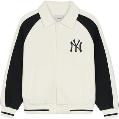 MLB New York Yankees SS25 Logo Kleurblok Lange Mouwen Jas Unisex Jassen Beige 3AJPV0651-50CRS L white