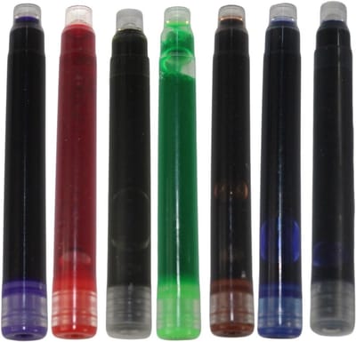 Vul je schrijfervaring aan met een luxe vulpen set van 35 stuks in 7 kleuren, inclusief internationale inktpatronen