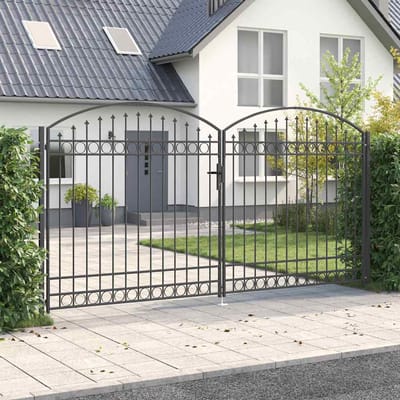 vidaXL - Hekpoort - ASSEN - 401 - x - 250 - cm - Staal - Grijs - Vergrendelbaar