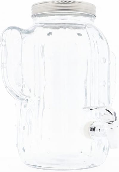 Drankdispenser glas - 4liter met tapkraan en 18 herbruikbare ijsblokjes