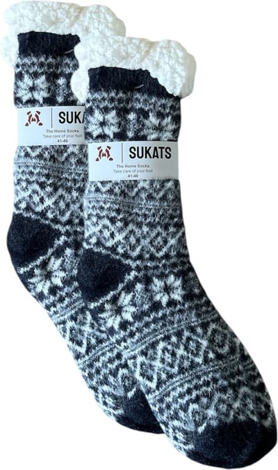 Sukats® Huissokken - Homesocks - Maat 41-46 - Heren Huissokken - Antislip Sokken - Fluffy Sokken - Variant 4 - Slofsokken - Meerdere Maten en Varianten - Verwarmde Sokken