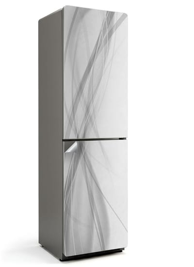 Wallfluent Koelkaststickers - Abstracte lijngolven Koelkast Folie - 60 cm x 205 cm - Wit Koelkaststickers - Grote Koelkast Sticker - Koelkast Cover - Decoratieve Koelkaststicker - Koelkast Opknappen Sticker