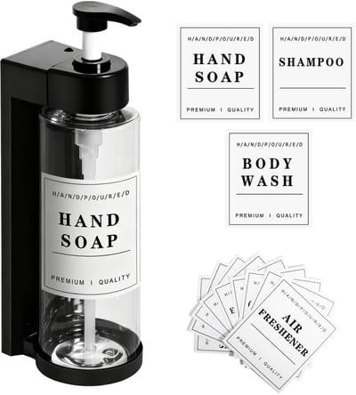 Dailygoods- Zeepdispenser wandmontage 500 ml - Zeepdispenser set - Zeepdispenser keuken - Zeepdispenser douche - Navulbare zeepdispenser - Waterdicht etiket
