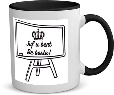 Akyol - juf u bent de beste koffiemok - theemok - zwart - Juf - juf - leraar - 350 ML inhoud