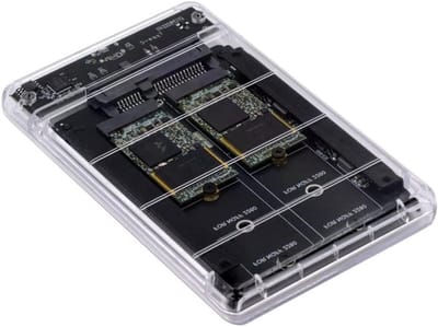Dual NGFF B+M-Key M.2 SSD Card JOBD Raid0 Span Bridge naar USB3.0 Type-C 2.5 inch SATA Combo Behuizing voor Snelle Gegevensoverdracht en Opslaguitbreiding