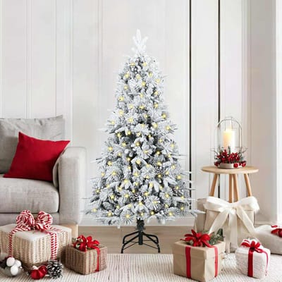 vidaXL - Kunstmatige - Hinged - Kerstboom - met - 150 - LED - Wit - 150 - cm - PE - en - PVC