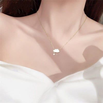 Collier Pendentif Coquille Nuage en Argent Sterling 925 pour Femmes Chaîne Clavicule Collier Anniversaire Mariage Bijou Cadeau S-N692 gray