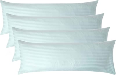 Homescapes Satijn Streep Katoen Kussensloop 50x140 cm Langwerpig – Set van 4 – Aquablauw – 100% Egyptisch Katoen – Draaddichtheid 330