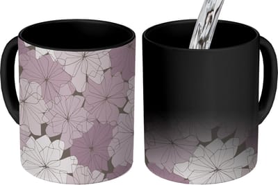 Magische Mok - Foto op Warmte Mokken - Koffiemok - Patroon - Bloemen - Minimalisme - Magic Mok - Beker - 350 ML - Theemok