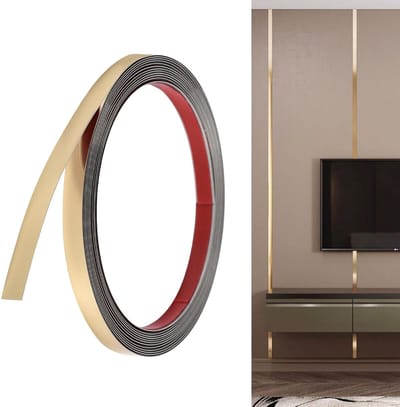 Decoratieve Mouldings van RVS, 5 m x 1 cm, Zelfklevend, Flexibele Metalen Lijsten voor Toilet, Tegelrand, Wandplafond en Plinten