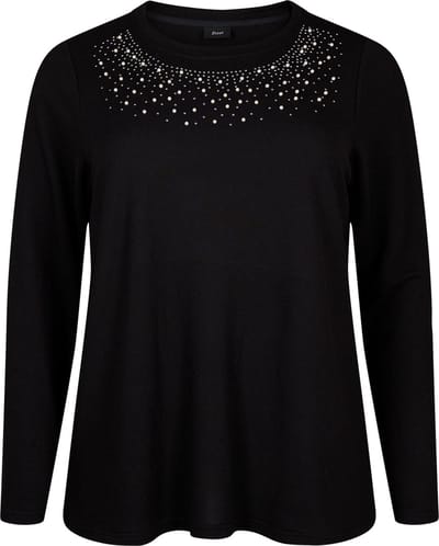 ZIZZI VLUCCA, L/S, BLOUSE Dames Blouse - Black - Maat M (46-48)