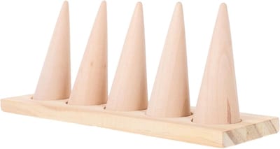 Houten Ringstandaard - Ringhouder Kegel - Sieraden Presentatie - Handgemaakt Natuurlijk Hout - 20.5 x 4.7 x 5 cm - Khaki