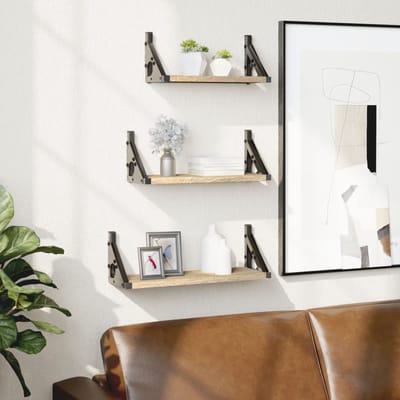vidaXL - 3-delige - Wandschappenset - bewerkt - hout - sonoma - eikenkleurig