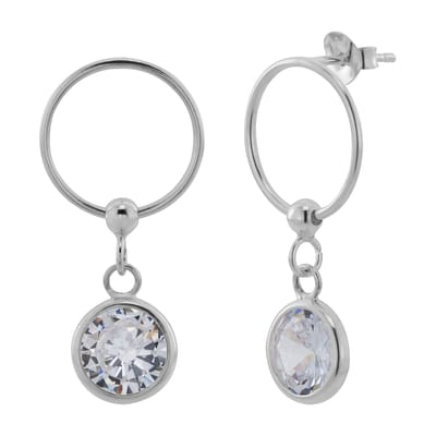 WeLoveSilver - oorstekers dames - zilver 925 - met kristalhanger