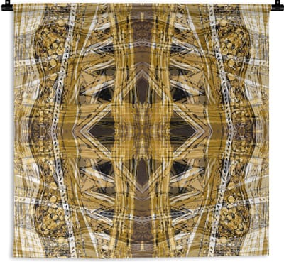 Wandkleed - Wanddoek - Goud - Afrika - Patronen - Dieren - 90x90 cm - Wandtapijt
