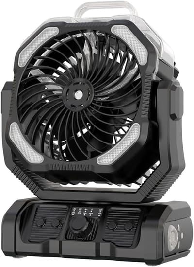 Draagbare Nebelventilator Voor Buiten Camping, Oplaadbaar Met Watertank, 20000mAh Powerbank, LED Lantaarn & Automatische Oscillatie Voor Terras, Barbecue, Reizen, Sportschool