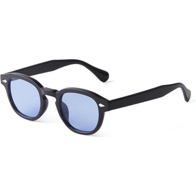 Lunettes de Soleil Rondes Écaille de Tortue Vintage Femmes Hommes Design Rétro Rivet Jaune Bleu Lentille Carrée Lunettes de Soleil Féminines UV400 as picture black