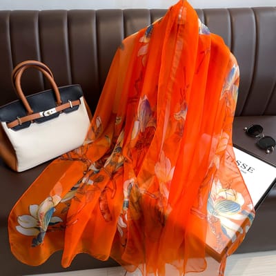 Luxe S Bedrukte Zijden Sjaal Dames Zonnebrand Strandlaken Mode Met Een Grote Sjaal Shawl Bandana black