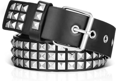Punk Rock Metalen Riem met Nieten en Oogjes voor Dames en Heren, Perfect voor Jeans, Feestjes en Clubs met Glanzende Piramide Nieten