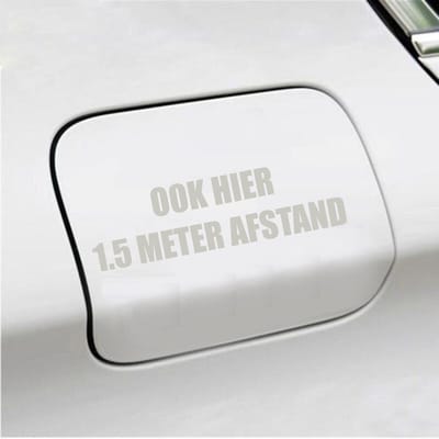 Bumpersticker - Ook Hier 1,5 Meter Afstand - 4,2 X 14,8 - Zilver