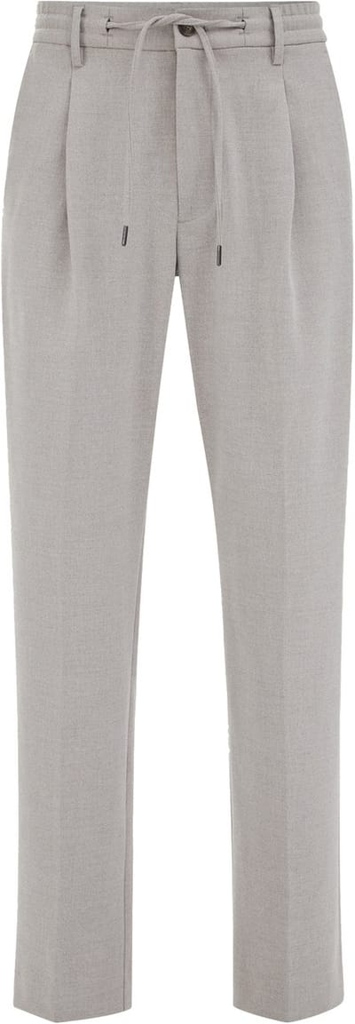 WE Fashion Heren regular fit smart broek met bandplooi en een elastieke broekband