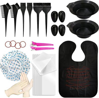 Complete Haarverf Set met Verfkwast, Verfbakje, Oordoppen, Kleurcap, Handschoenen en Kleurpapier voor Thuis Haarverven
