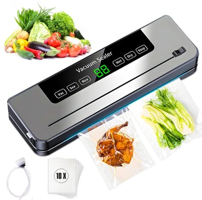 Azorix Vacuümmachine - Vacumeermachine - Droog & Nat Voedsel - Foodsaver - Seal Apparaat - Vacuüm Sealer - incl. 10st Vacuumzakken & Vacuumslang