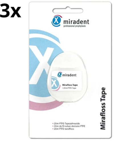 Miradent Tandzijde Mirafloss Tape met PTFE - 3 x 20 m - Voordeelverpakking