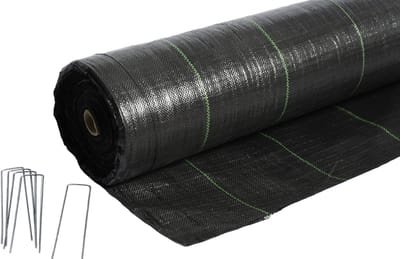 50 Gronddoekpennen + Worteldoek 5 x 6 m 30 m² 100 g/m² Onkruidwerend & Waterdoorlatend