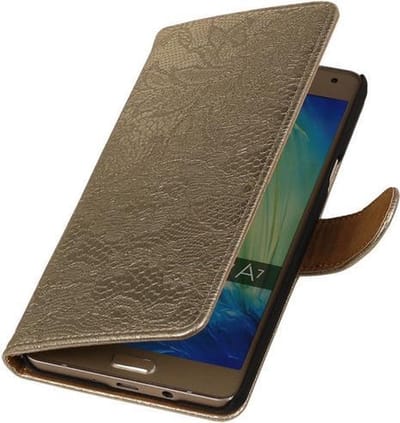 Goud Lace Booktype Samsung Galaxy A7 A700F (2015) Wallet Cover Hoesje