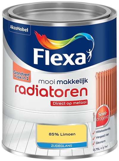 Flexa - Mooi Makkelijk Radiatoren Zijdeglans - 85% Limoen - Mengverf - 750 Ml