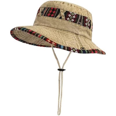 Retro-stijl Vintage Gewassen Vissershoed Voor Lente En Zomer, Geschikt Voor Buitenactiviteiten Zoals Wandelen En Vissen beige