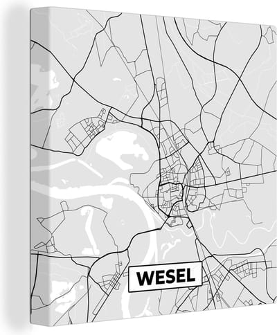 Canvas Schilderij Duitsland - Wesel - Kaart - Stadskaart - Plattegrond - 20x20 cm - Wanddecoratie