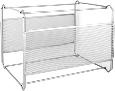 Bestandsmap Organizer - Opbergdoos Archief - Bureau Organiseren - Grote Capaciteit - 33 x 28 x 25 cm - Zilver