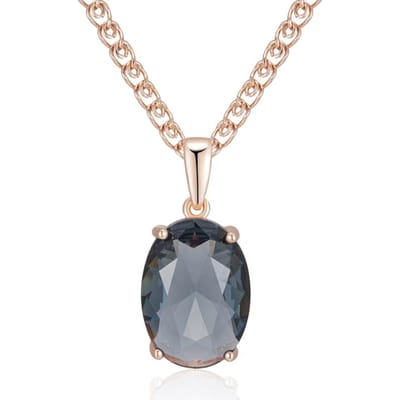 Collier Pendentif Cristal Ovale Gris Pour Femmes Couleur Or Rose Avec Zircon Naturel Haute Qualité Bijoux Fins Quotidiens beige
